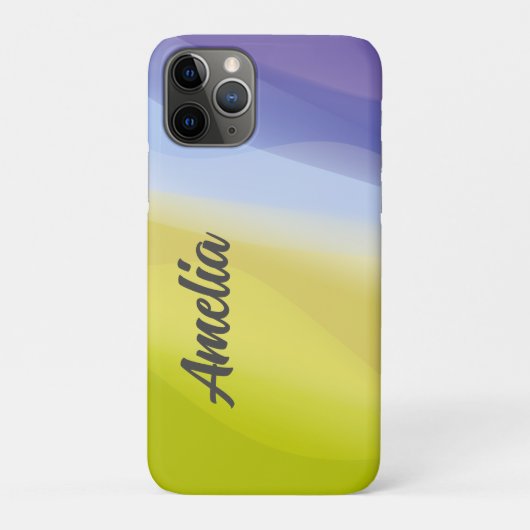 Geometrische golflavendel blauw geel met naam Case-Mate iPhone case (Achterkant)