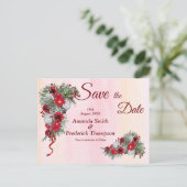 Geometrische goud bordeaux bloemen save the date aankondigingskaart (Staand voorkant)