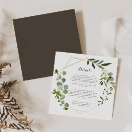 Geometrische Goud Bruin Groen Wedding Details Informatiekaartje