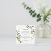 Geometrische Goud Bruin Groen Wedding Details Informatiekaartje (Staand voorkant)