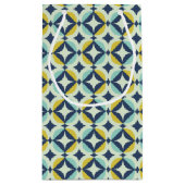 Geometrische goud- en blauwpatroon klein cadeauzakje (Achterkant)