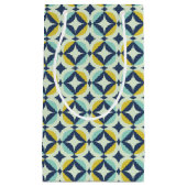 Geometrische goud- en blauwpatroon klein cadeauzakje (Voorkant)