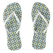 Geometrische goud- en blauwpatroon teenslippers (Voetbed)