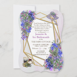 Geometrische goud- en lavender Flowers Bridemaids  Kaart
