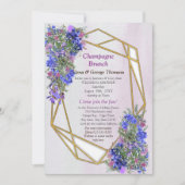 Geometrische goud- en lavender Flowers Couple Show Kaart (Voorkant)