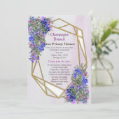 Geometrische goud- en lavender Flowers Couple Show Kaart (Staand voorkant)