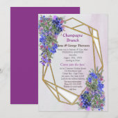 Geometrische goud- en lavender Flowers Couple Show Kaart (Voorkant / Achterkant)