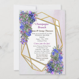 Geometrische goud- en lavender Flowers Couple Show Kaart