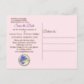 Geometrische goud- en lavender Flowers Sla de datu Aankondigingskaart (Achterkant)