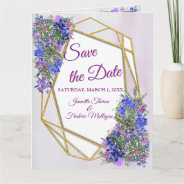 Geometrische goud- en lavender Flowers Sla de datu Kaart