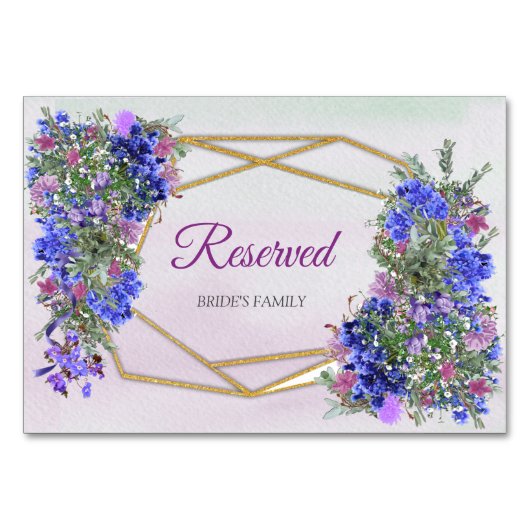 Geometrische goud- en lavender Flowers Thema Kaart (Voorkant)
