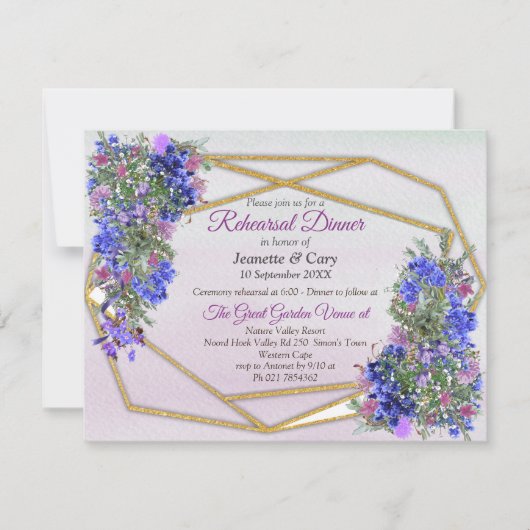 Geometrische goud en lavender FlowersTheme Kaart (Voorkant)