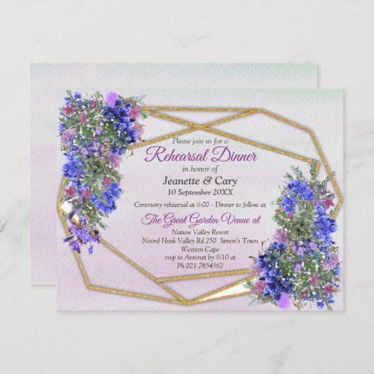 Geometrische goud en lavender FlowersTheme Kaart (Voorkant / Achterkant)