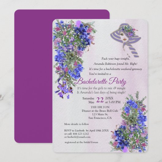 Geometrische goud- en lavenders Bachelorette Party Kaart (Voorkant / Achterkant)