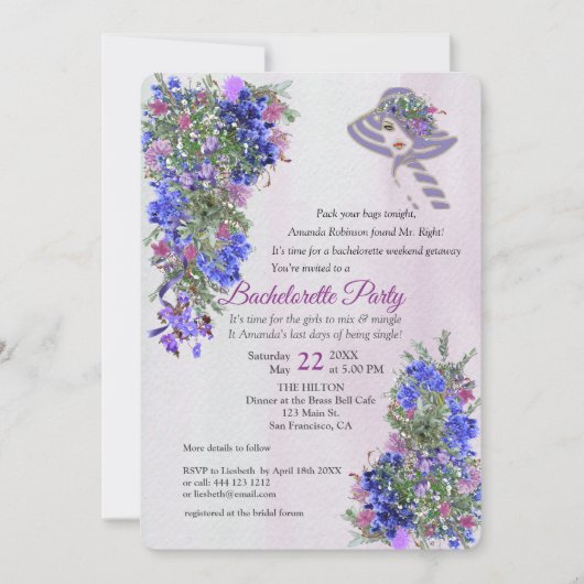 Geometrische goud- en lavenders Bachelorette Party Kaart (Voorkant)