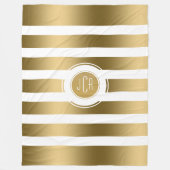 Geometrische goud en witte strepen Modern design Fleece Deken (Voorkant)