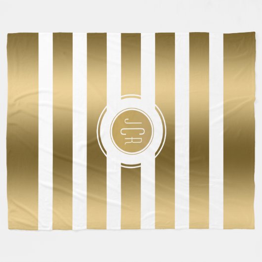 Geometrische goud en witte strepen Modern design Fleece Deken (Voorkant (Horizontaal))