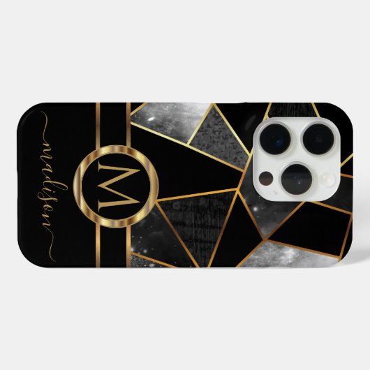 Geometrische goud en zwart Case-Mate iPhone case (Achterkant (horizontaal))