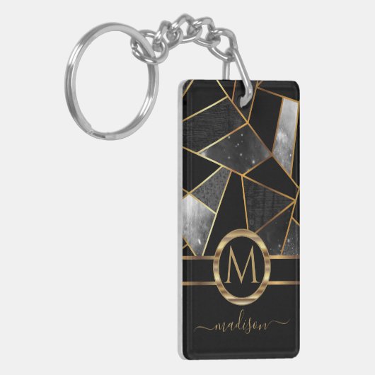 Geometrische goud en zwart sleutelhanger (Voorkant Links)