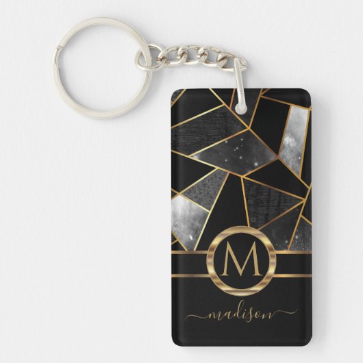 Geometrische goud en zwart sleutelhanger (Voorkant)