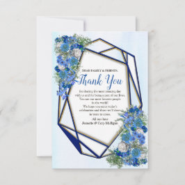 Geometrische goud-navy & blauwe bloem Dank je wel RSVP Kaartje
