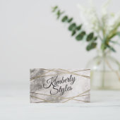 Geometrische goud witte folie glans met marmer visitekaartje (Staand voorkant)