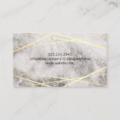 Geometrische goud witte folie glans met marmer visitekaartje (Achterkant)