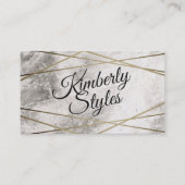 Geometrische goud witte folie glans met marmer visitekaartje (Voorkant)