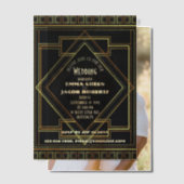Geometrische Goud zwarte great gatsby Art Deco bru Vellum Uitnodigingen (Offset (Koppel))