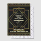 Geometrische Goud zwarte great gatsby Art Deco bru Vellum Uitnodigingen (Offset (Uitnodiging))