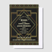 Geometrische Goud zwarte great gatsby Art Deco bru Vellum Uitnodigingen (Offset)