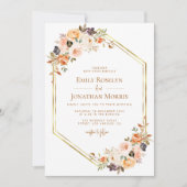 geometrische goudblozen herfst florale aardtoon br kaart (Voorkant)