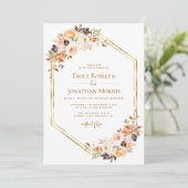 geometrische goudblozen herfst florale aardtoon br kaart (Staand voorkant)