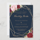 Geometrische goudbruin Glitter Rood Spaans huwelij Kaart (Voorkant)