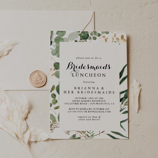 Geometrische goudbruine bruidsmaiden Luncheon Show Kaart