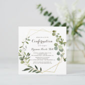 Geometrische goudbruine groene bevestiging kaart (Staand voorkant)