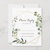 Geometrische goudbruine groene kalligrafie RSVP (Voorkant)