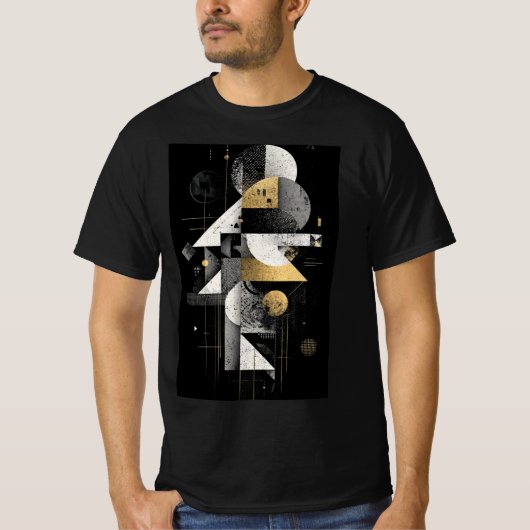 Geometrische Gouden Abstracte T-shirt (Voorkant)