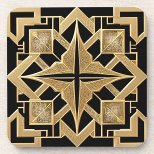 Geometrische Gouden Art Deco Patroon Bier Onderzetter