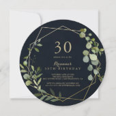 Geometrische gouden blauw groene 30e verjaardagsfe kaart (Voorkant)