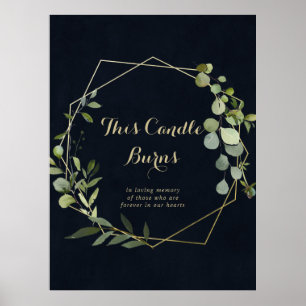 Geometrische gouden blauw groene Deze kaars brandt Poster
