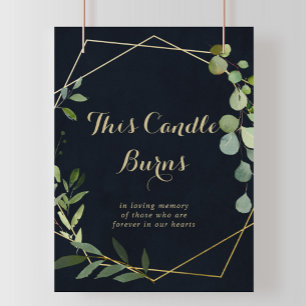 Geometrische gouden blauw groene Deze kaars brandt Poster