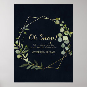 Geometrische gouden blauw groene trouw Oh Snap bor Poster