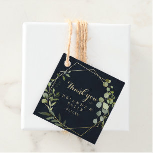 Geometrische Gouden Blauwe Groene Calligrafie Huwe Bedankjes Labels