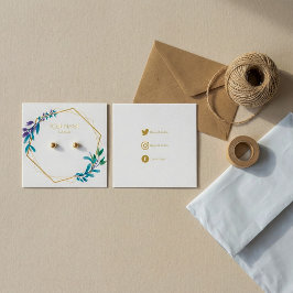 Geometrische gouden bloem krans oorbel display kaa vierkante visitekaartjes
