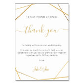 Geometrische gouden bruiloft dank u Tafel Kaart (Voorkant)