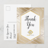 Geometrische Gouden Chevron Bedankt Logo Zakelijk Briefkaart (Voorkant / Achterkant)