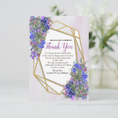 Geometrische gouden en lavendelbloemstukken RSVP kaartje (Staand voorkant)