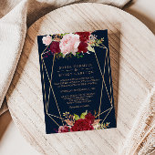 Geometrische gouden en rode tropische bruiloft kaart