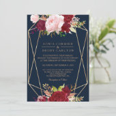 Geometrische gouden en rode tropische bruiloft kaart (Staand voorkant)